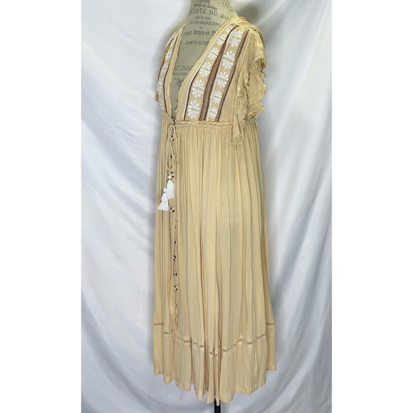 Free People Will Wait For You Midi in Garbanzo Bean Combo Dress XS (Oversize) - Picture 4 of 11